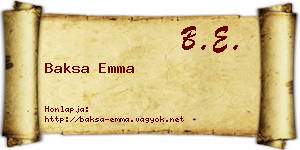 Baksa Emma névjegykártya